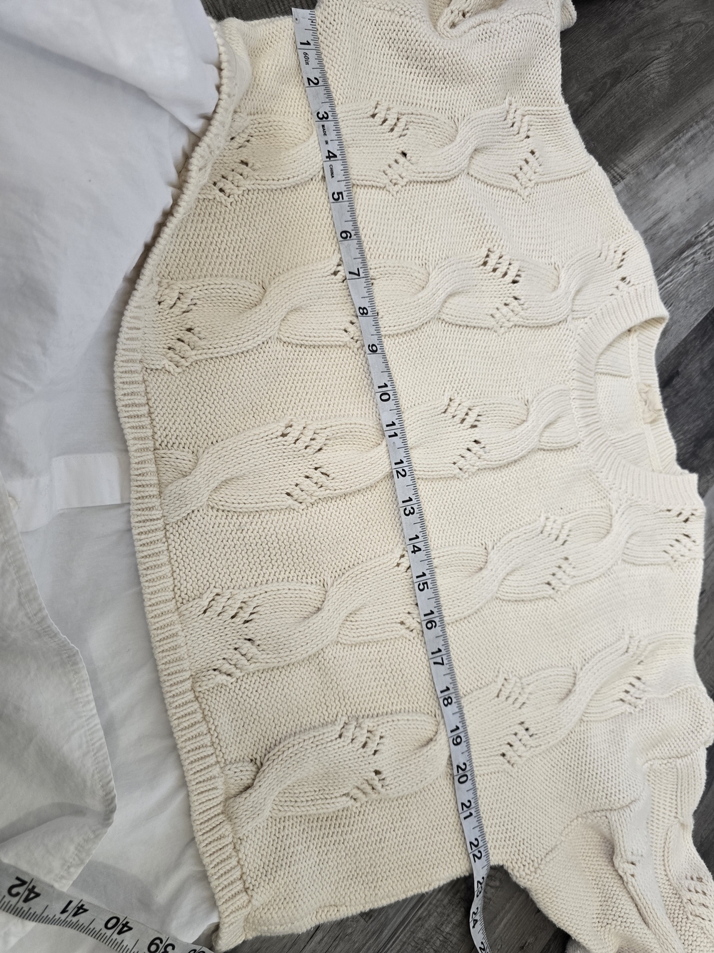 Anthropologie Pilcro Cable Knit Twofer Sweater Womens Size L Cream Preppy Office - Picture 9 of 11